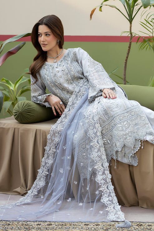 Imrozia Premium | Baad e Saba | I-275 Safiyaan-Brand:Imrozia Premium-Type:Ladies Clothes-Pearl White-Organza-House of Maryam- Buy in UK, USA