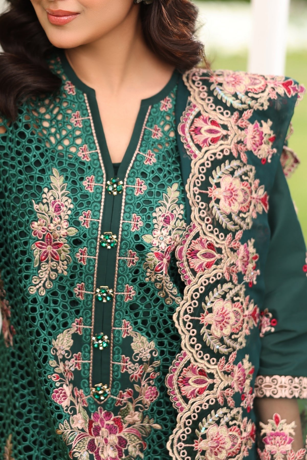 Imrozia Premium | Hayam Luxury Lawn 25 | SL 89 AMAL-Brand:Imrozia Premium-Type:Ladies Clothes-Teal Green-Lawn-House of Maryam- Buy in UK, USA