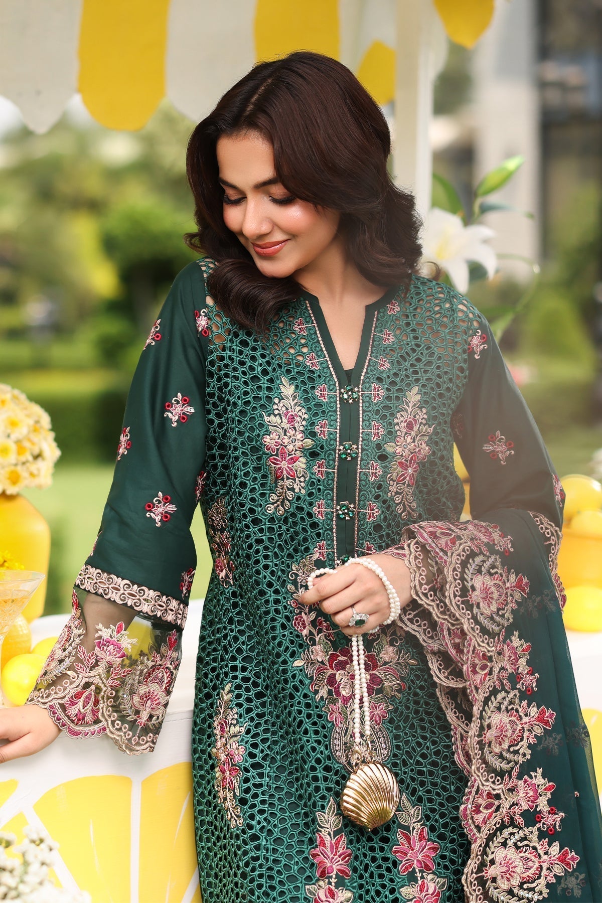 Imrozia Premium | Hayam Luxury Lawn 25 | SL 89 AMAL-Brand:Imrozia Premium-Type:Ladies Clothes-Teal Green-Lawn-House of Maryam- Buy in UK, USA