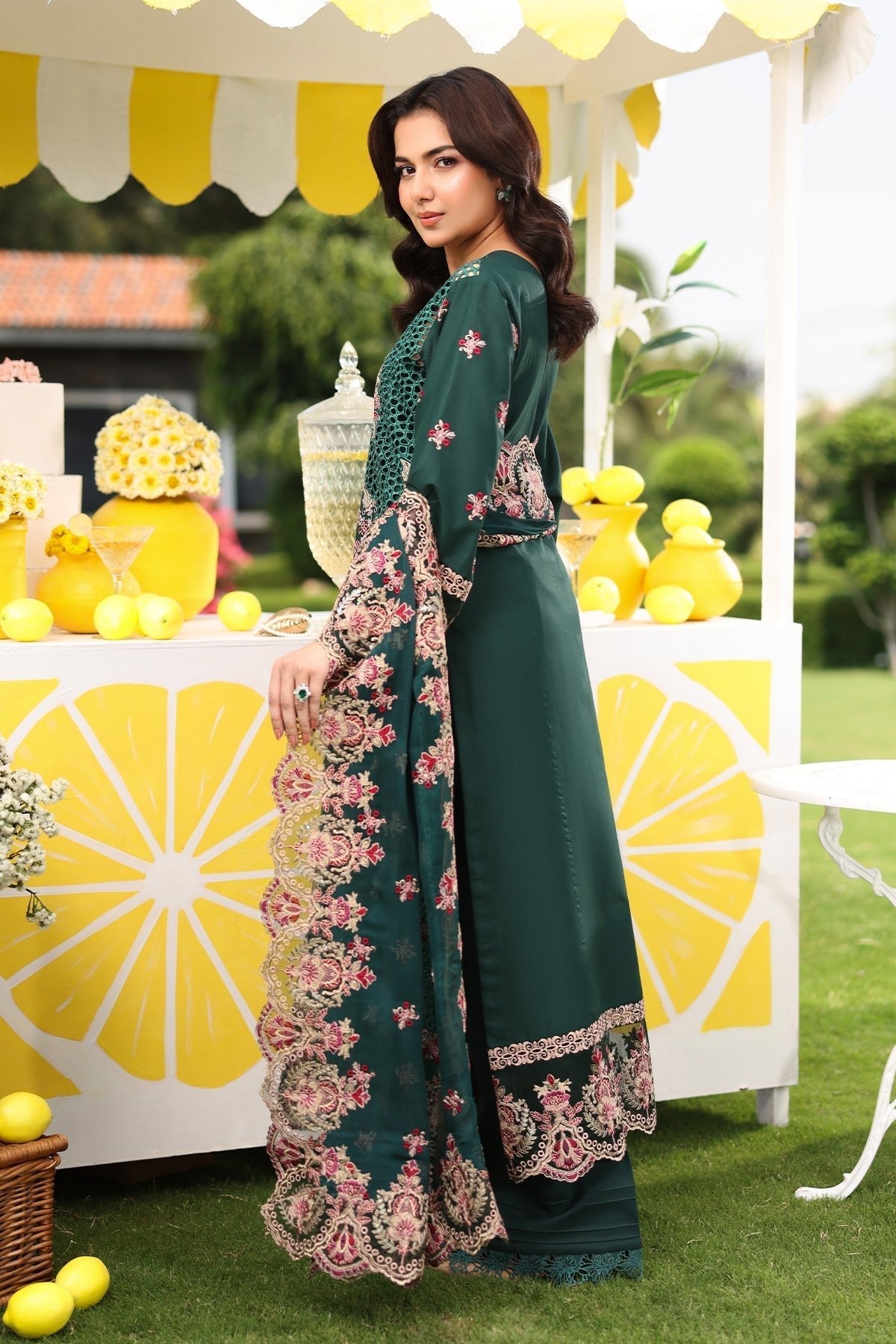 Imrozia Premium | Hayam Luxury Lawn 25 | SL 89 AMAL-Brand:Imrozia Premium-Type:Ladies Clothes-Teal Green-Lawn-House of Maryam- Buy in UK, USA