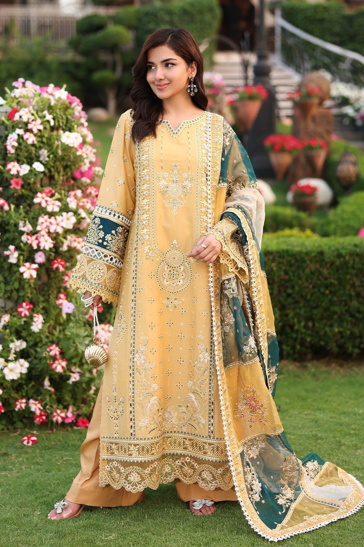 Imrozia Premium | Hayam Luxury Lawn 25 | SL 92 SHAKIRA-Brand:Imrozia Premium-Type:Ladies Clothes-Dust Yellow-Lawn-House of Maryam- Buy in UK, USA