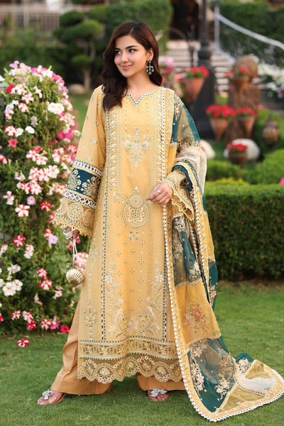 Imrozia Premium | Hayam Luxury Lawn 25 | SL 92 SHAKIRA-Brand:Imrozia Premium-Type:Ladies Clothes-Dust Yellow-Lawn-House of Maryam- Buy in UK, USA