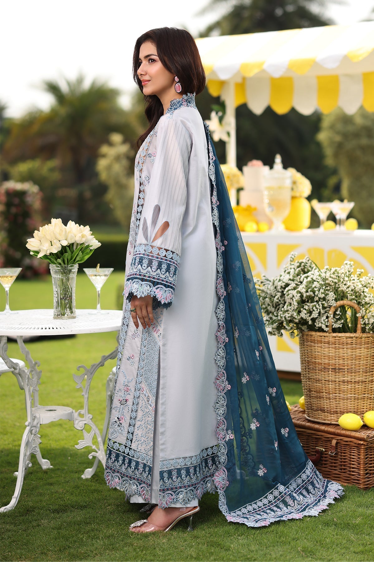Imrozia Premium | Hayam Luxury Lawn 25 | SL 96 MUNIRA-Brand:Imrozia Premium-Type:Ladies Clothes-Silver-Lawn-House of Maryam- Buy in UK, USA