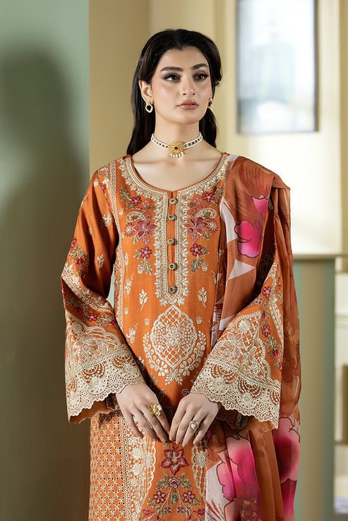 Imrozia Premium | Opaline Drape | IP-186 Ivory Gleam-Brand:Imrozia Premium-Type:Ladies Clothes-Burnt Orange-Viscose-House of Maryam- Buy in UK, USA