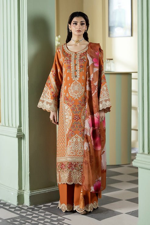 Imrozia Premium | Opaline Drape | IP-186 Ivory Gleam-Brand:Imrozia Premium-Type:Ladies Clothes-Burnt Orange-Viscose-House of Maryam- Buy in UK, USA
