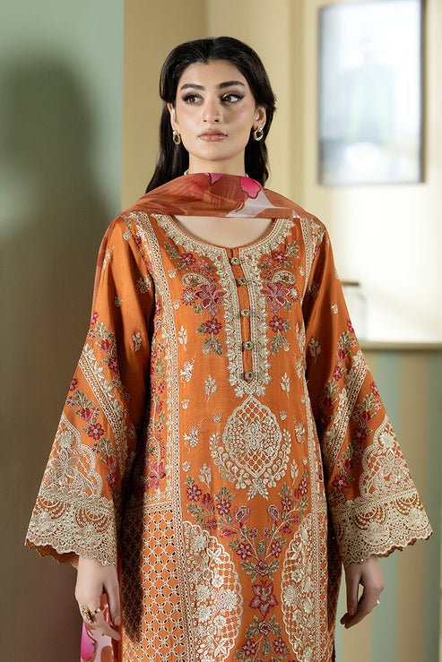 Imrozia Premium | Opaline Drape | IP-186 Ivory Gleam-Brand:Imrozia Premium-Type:Ladies Clothes-Burnt Orange-Viscose-House of Maryam- Buy in UK, USA