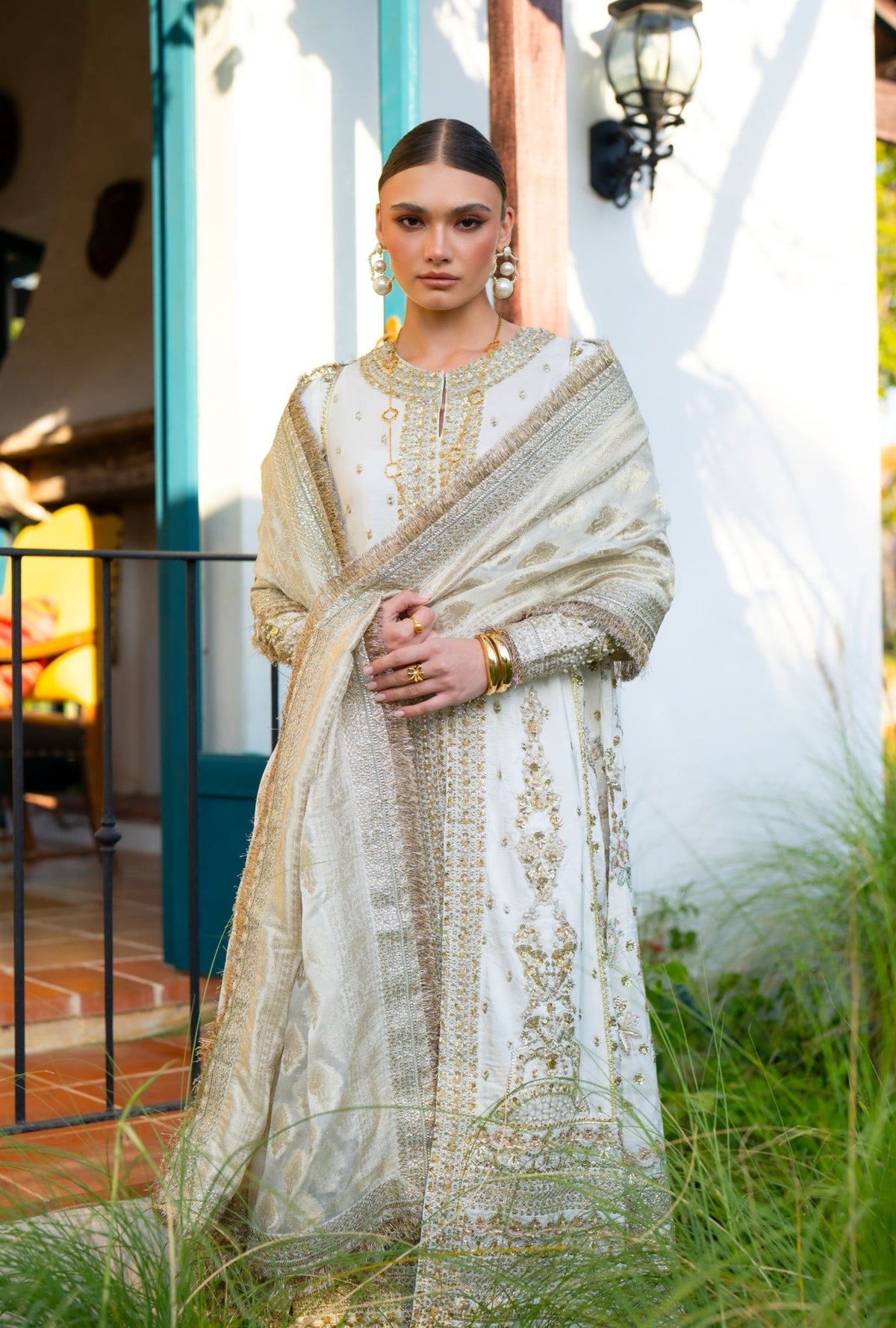 Inayat | Meharma Luxury Pret 26 | AFREEN-Brand:Inayat-Type:Ladies Clothes-Off White-Tussle Silk-House of Maryam- Buy in UK, USA