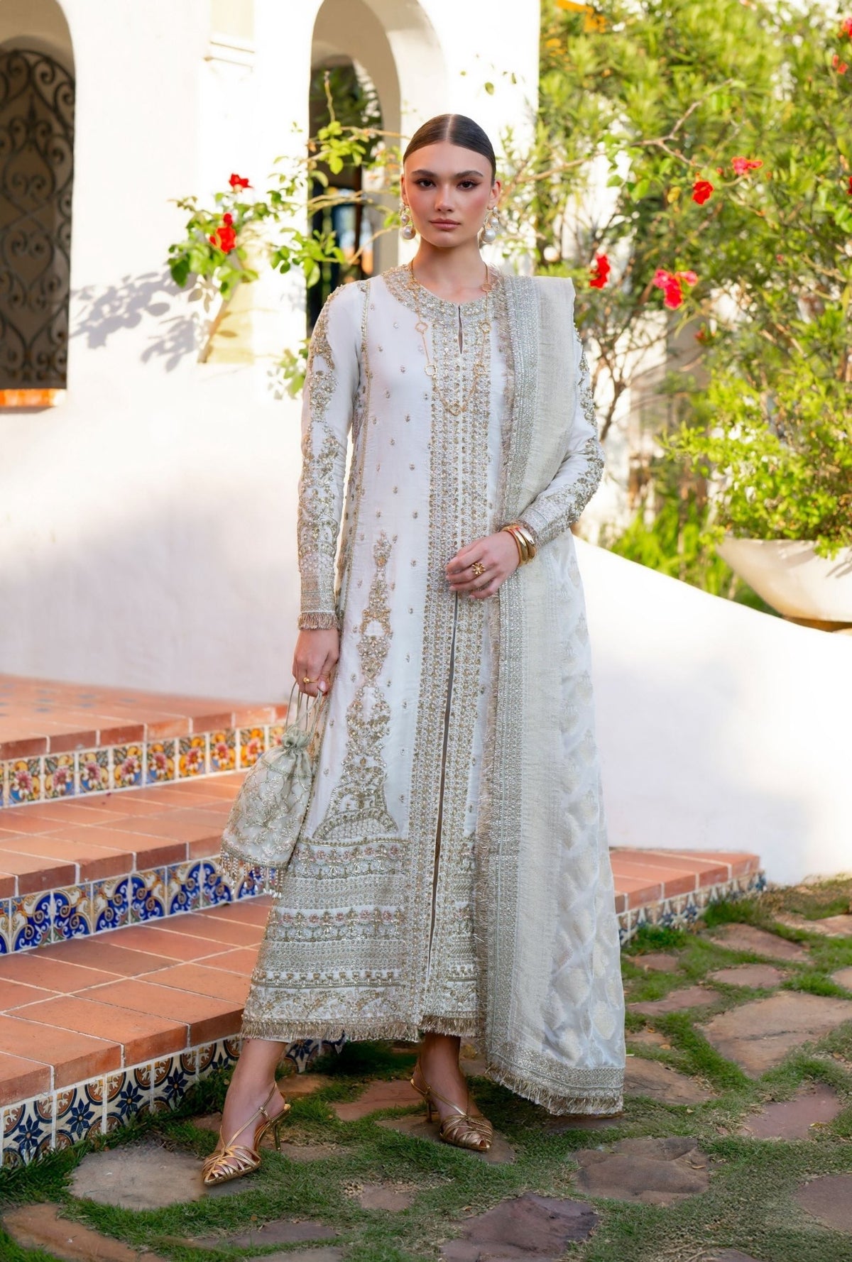 Inayat | Meharma Luxury Pret 26 | AFREEN-Brand:Inayat-Type:Ladies Clothes-Off White-Tussle Silk-House of Maryam- Buy in UK, USA