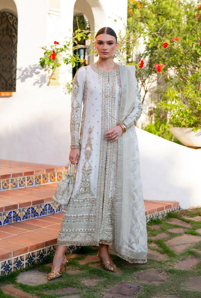 Inayat | Meharma Luxury Pret 26 | AFREEN-Brand:Inayat-Type:Ladies Clothes-Off White-Tussle Silk-House of Maryam- Buy in UK, USA