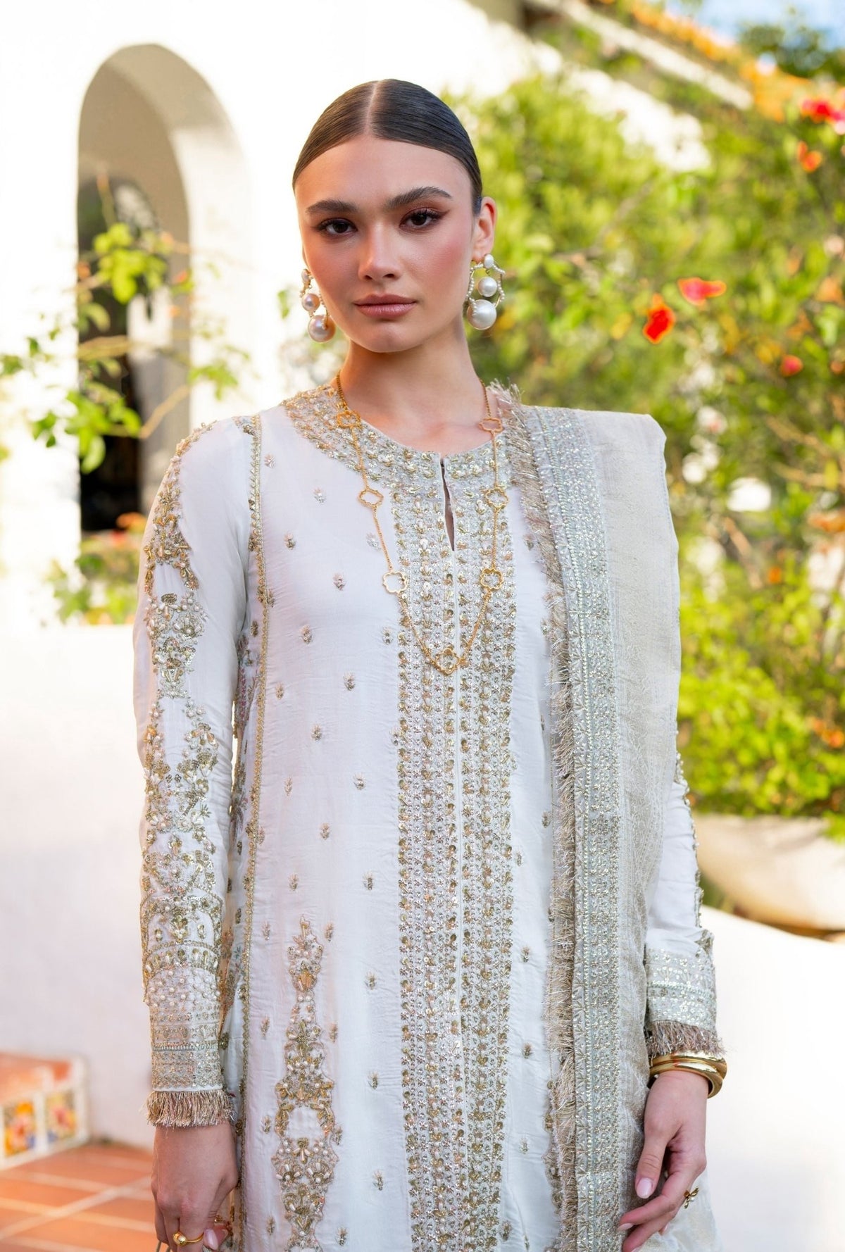 Inayat | Meharma Luxury Pret 26 | AFREEN-Brand:Inayat-Type:Ladies Clothes-Off White-Tussle Silk-House of Maryam- Buy in UK, USA