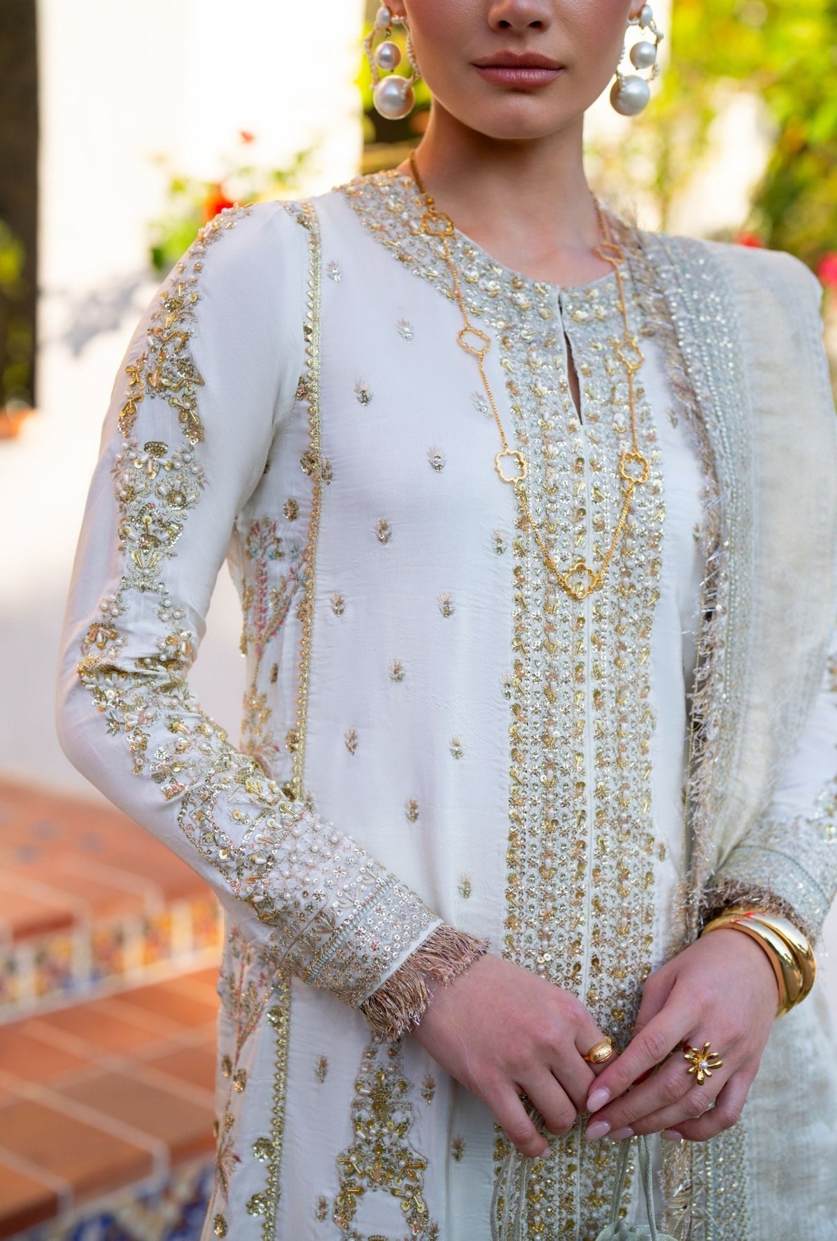 Inayat | Meharma Luxury Pret 26 | AFREEN-Brand:Inayat-Type:Ladies Clothes-Off White-Tussle Silk-House of Maryam- Buy in UK, USA