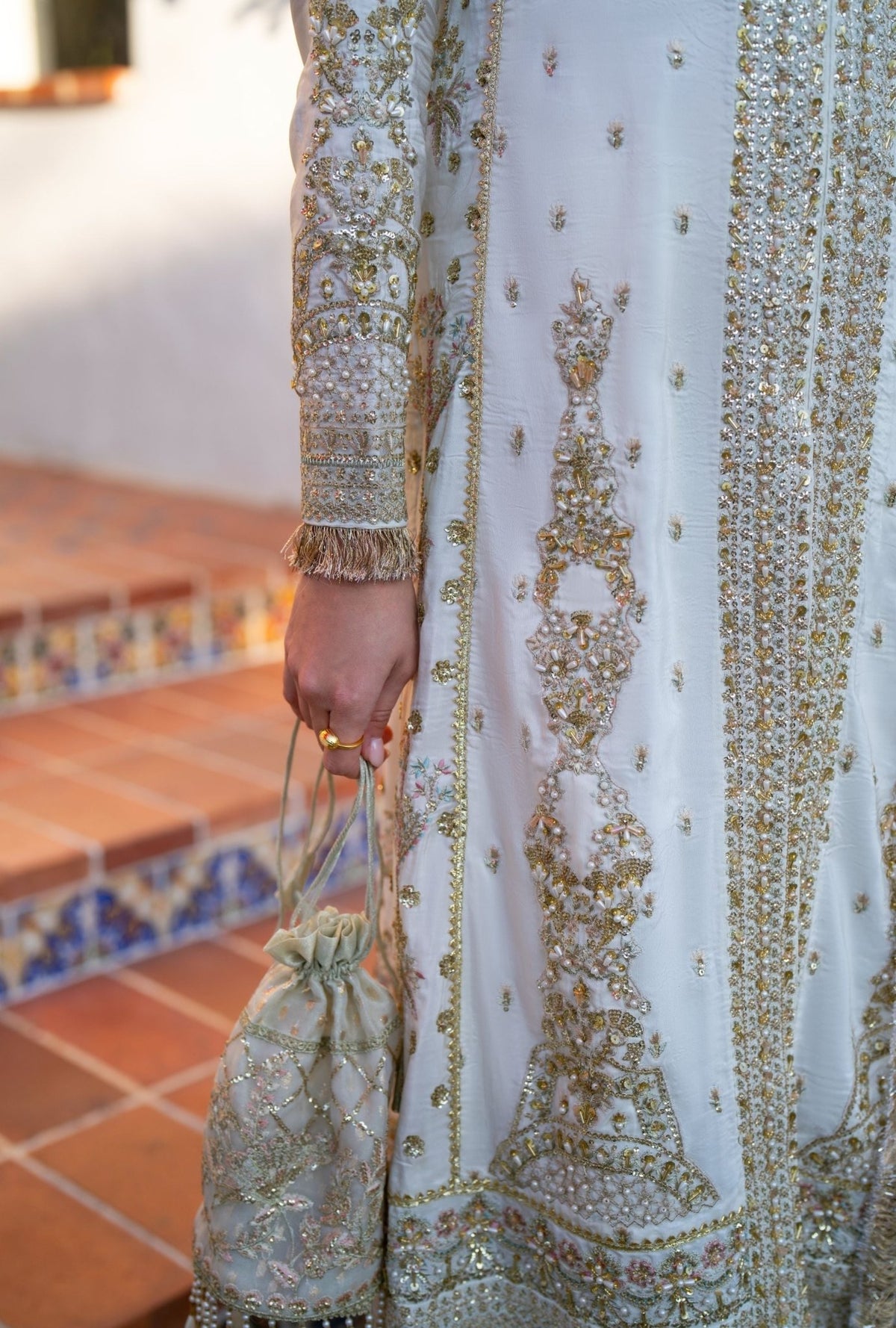 Inayat | Meharma Luxury Pret 26 | AFREEN-Brand:Inayat-Type:Ladies Clothes-Off White-Tussle Silk-House of Maryam- Buy in UK, USA