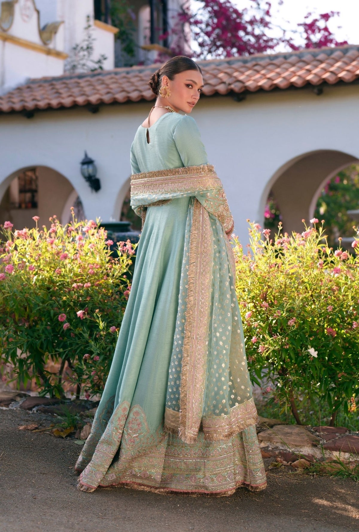 Inayat | Meharma Luxury Pret 26 | HOOR-Brand:Inayat-Type:Ladies Clothes-Mint-Raw Silk-House of Maryam- Buy in UK, USA