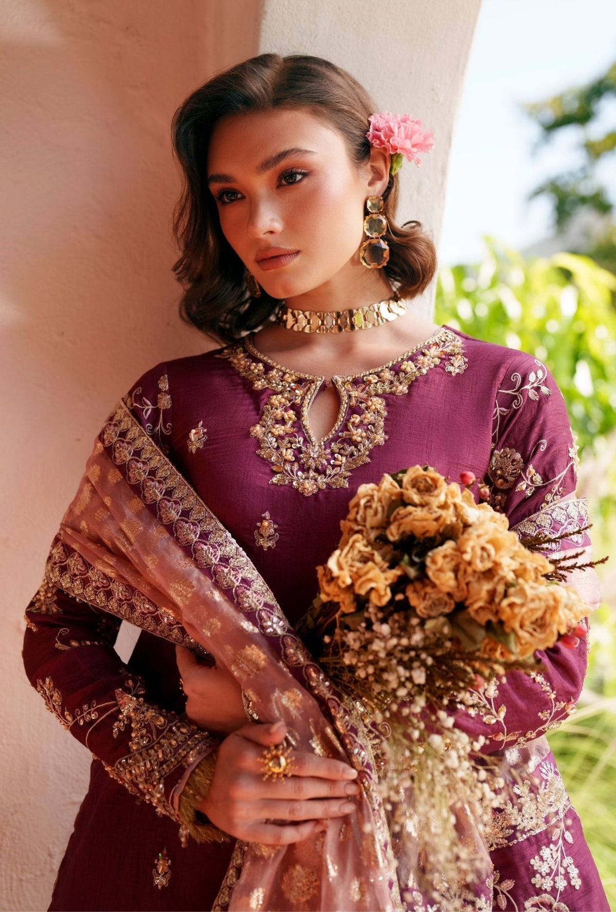 Inayat | Meharma Luxury Pret 26 | JAHAN-Brand:Inayat-Type:Ladies Clothes-Magenta-Raw Silk-House of Maryam- Buy in UK, USA