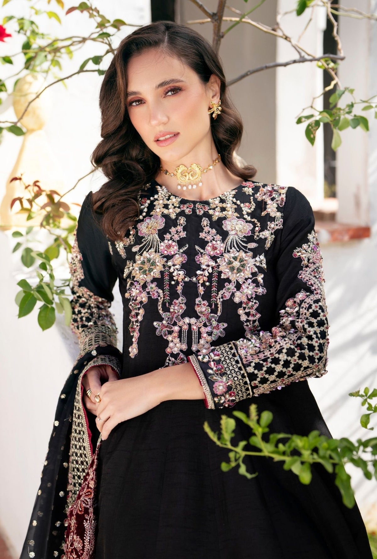 Inayat | Meharma Luxury Pret 26 | KAYA-Brand:Inayat-Type:Ladies Clothes-Black-Raw Silk-House of Maryam- Buy in UK, USA