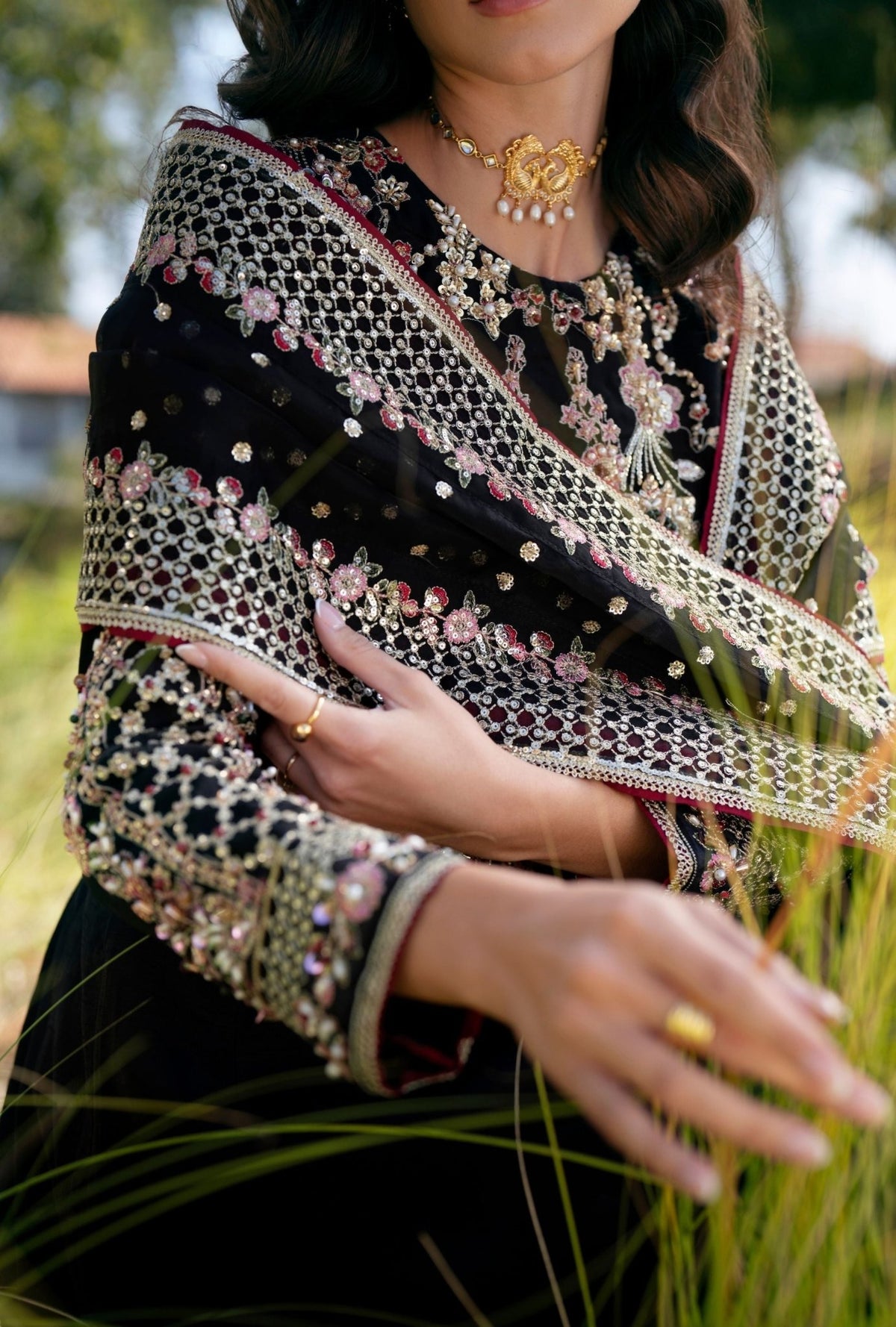 Inayat | Meharma Luxury Pret 26 | KAYA-Brand:Inayat-Type:Ladies Clothes-Black-Raw Silk-House of Maryam- Buy in UK, USA