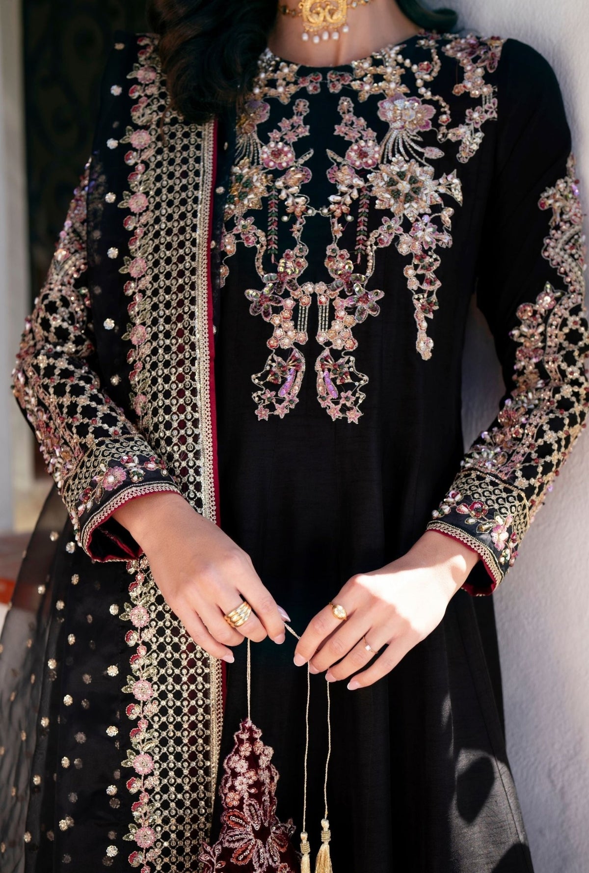 Inayat | Meharma Luxury Pret 26 | KAYA-Brand:Inayat-Type:Ladies Clothes-Black-Raw Silk-House of Maryam- Buy in UK, USA