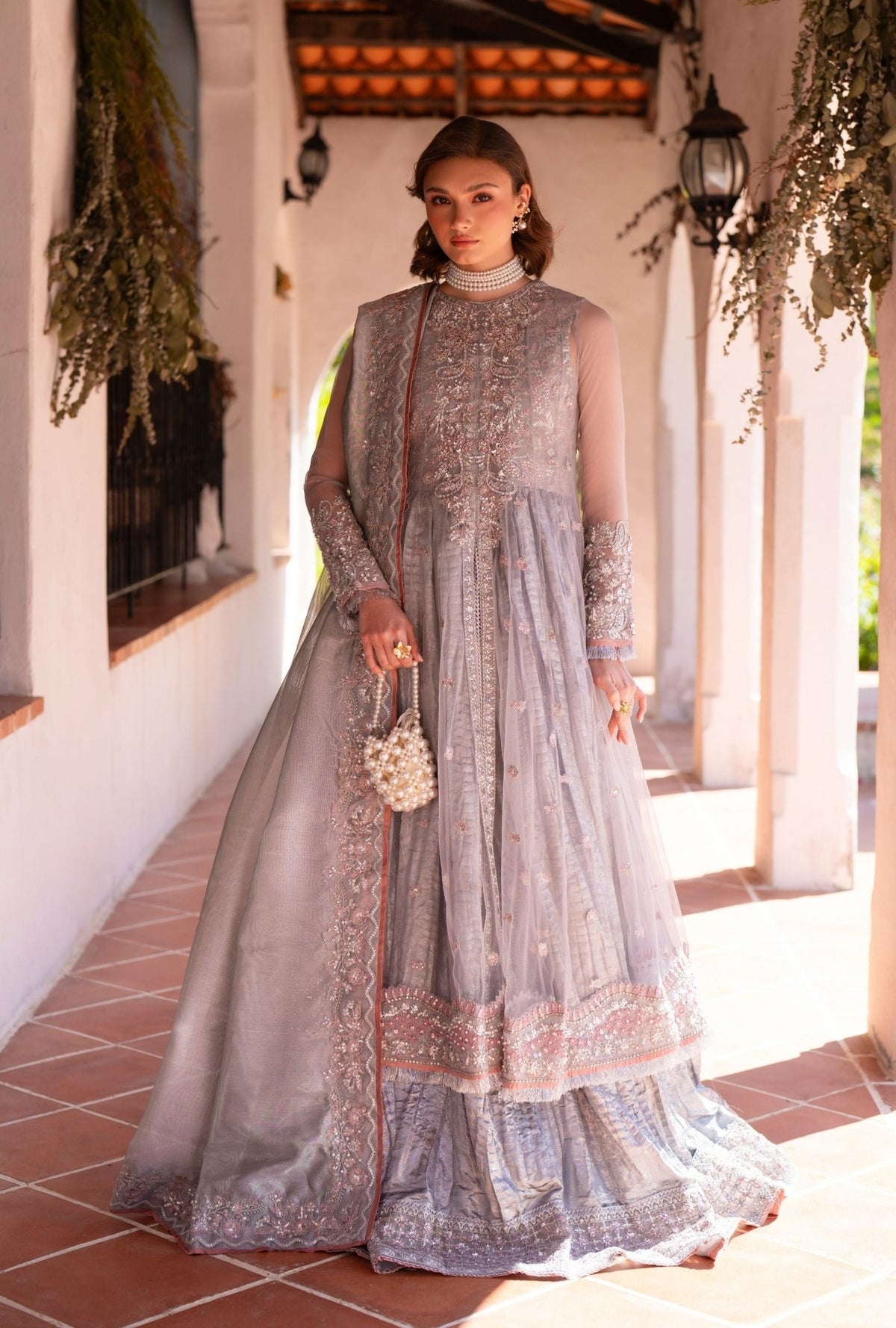 Inayat | Meharma Luxury Pret 26 | MIRA-Brand:Inayat-Type:Ladies Clothes-Silver Blue-Raw Silk-House of Maryam- Buy in UK, USA