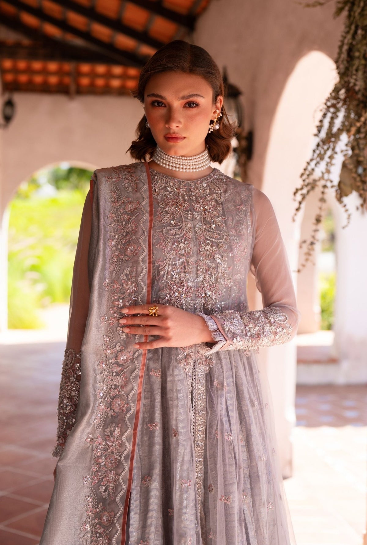 Inayat | Meharma Luxury Pret 26 | MIRA-Brand:Inayat-Type:Ladies Clothes-Silver Blue-Raw Silk-House of Maryam- Buy in UK, USA