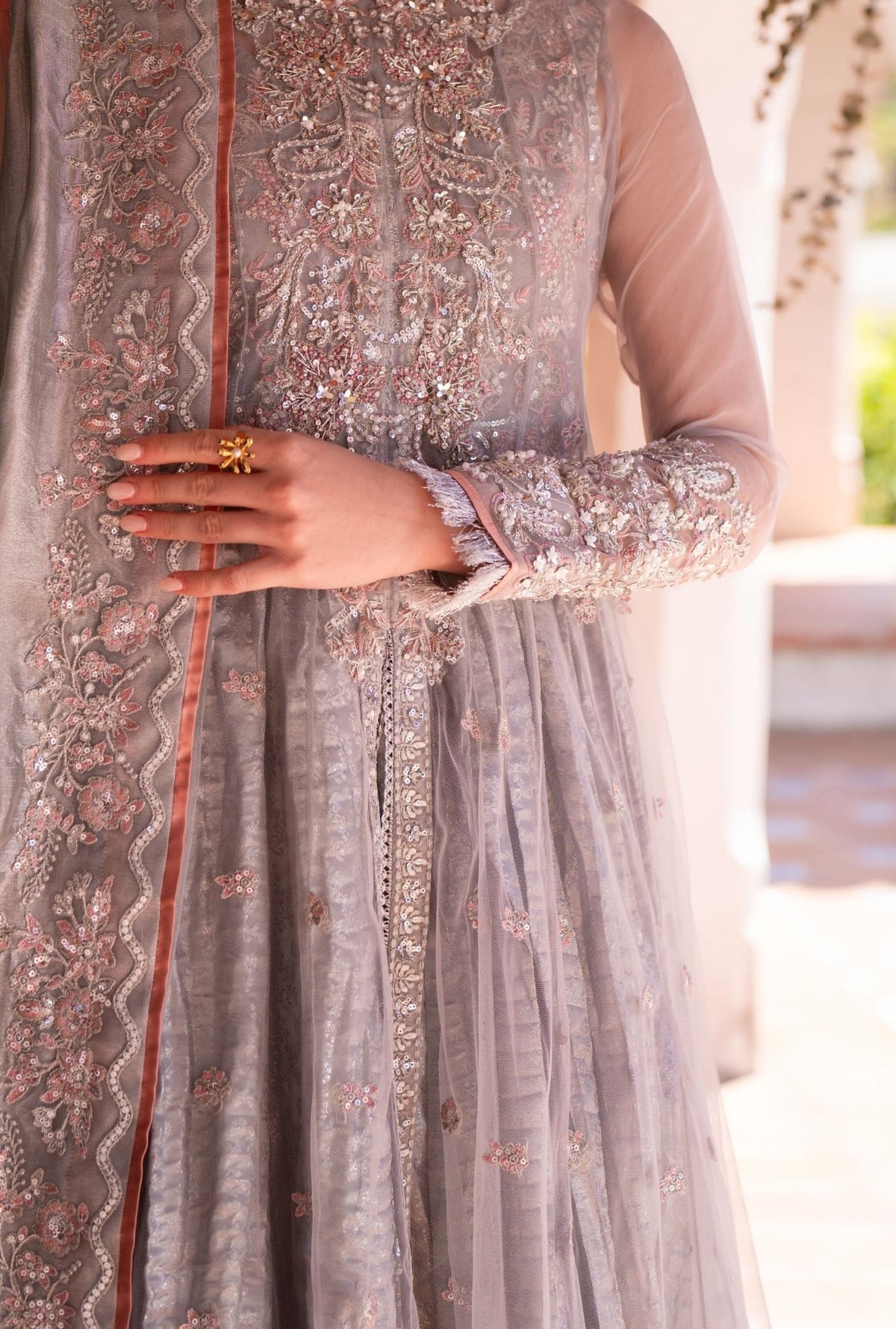 Inayat | Meharma Luxury Pret 26 | MIRA-Brand:Inayat-Type:Ladies Clothes-Silver Blue-Raw Silk-House of Maryam- Buy in UK, USA