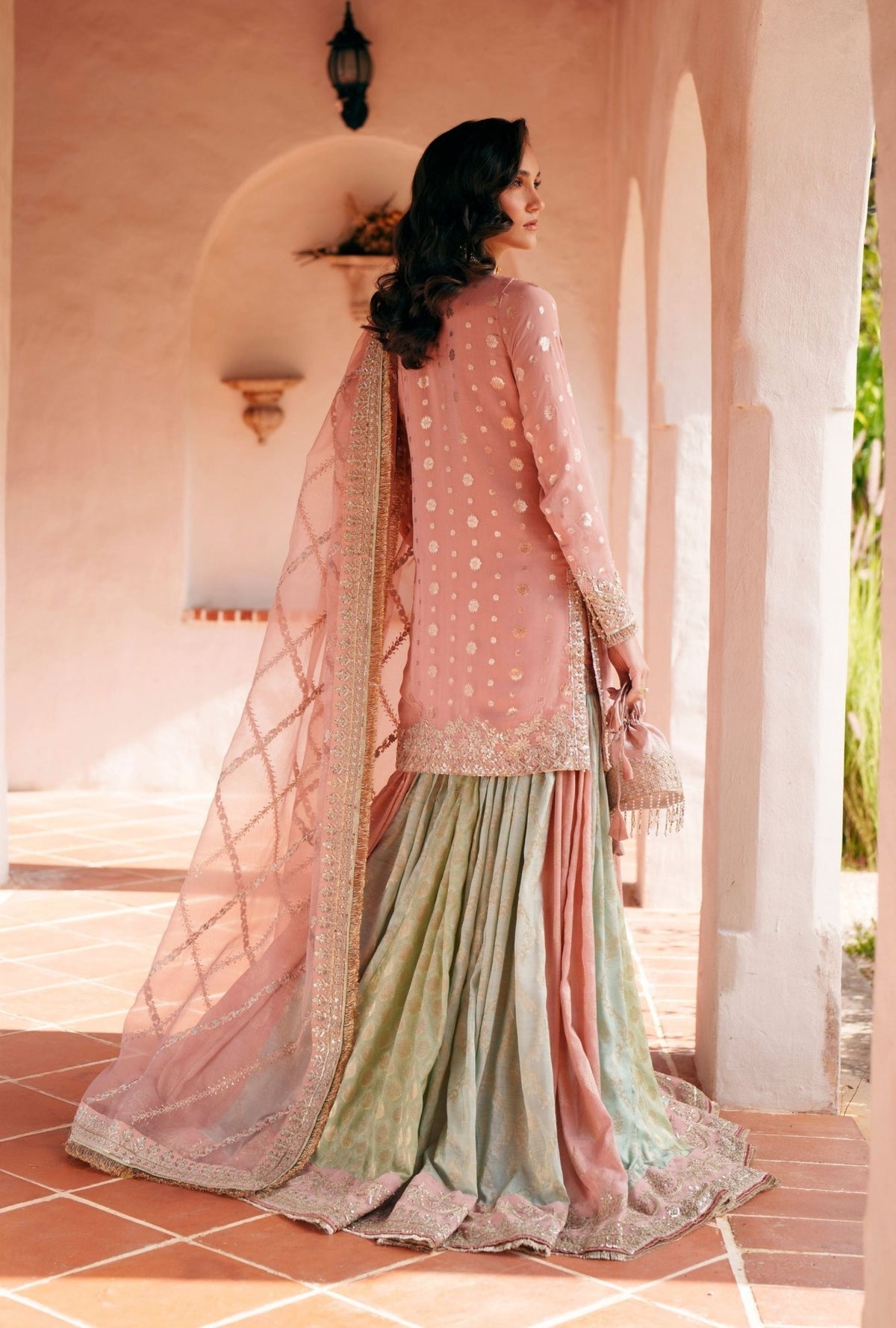 Inayat | Meharma Luxury Pret 26 | NAAZ-Brand:Inayat-Type:Ladies Clothes-Pink-Banarsi Georgete-House of Maryam- Buy in UK, USA