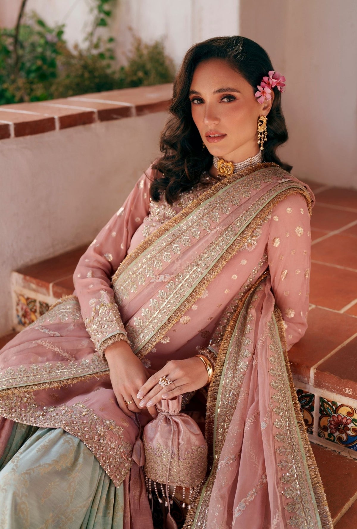 Inayat | Meharma Luxury Pret 26 | NAAZ-Brand:Inayat-Type:Ladies Clothes-Pink-Banarsi Georgete-House of Maryam- Buy in UK, USA