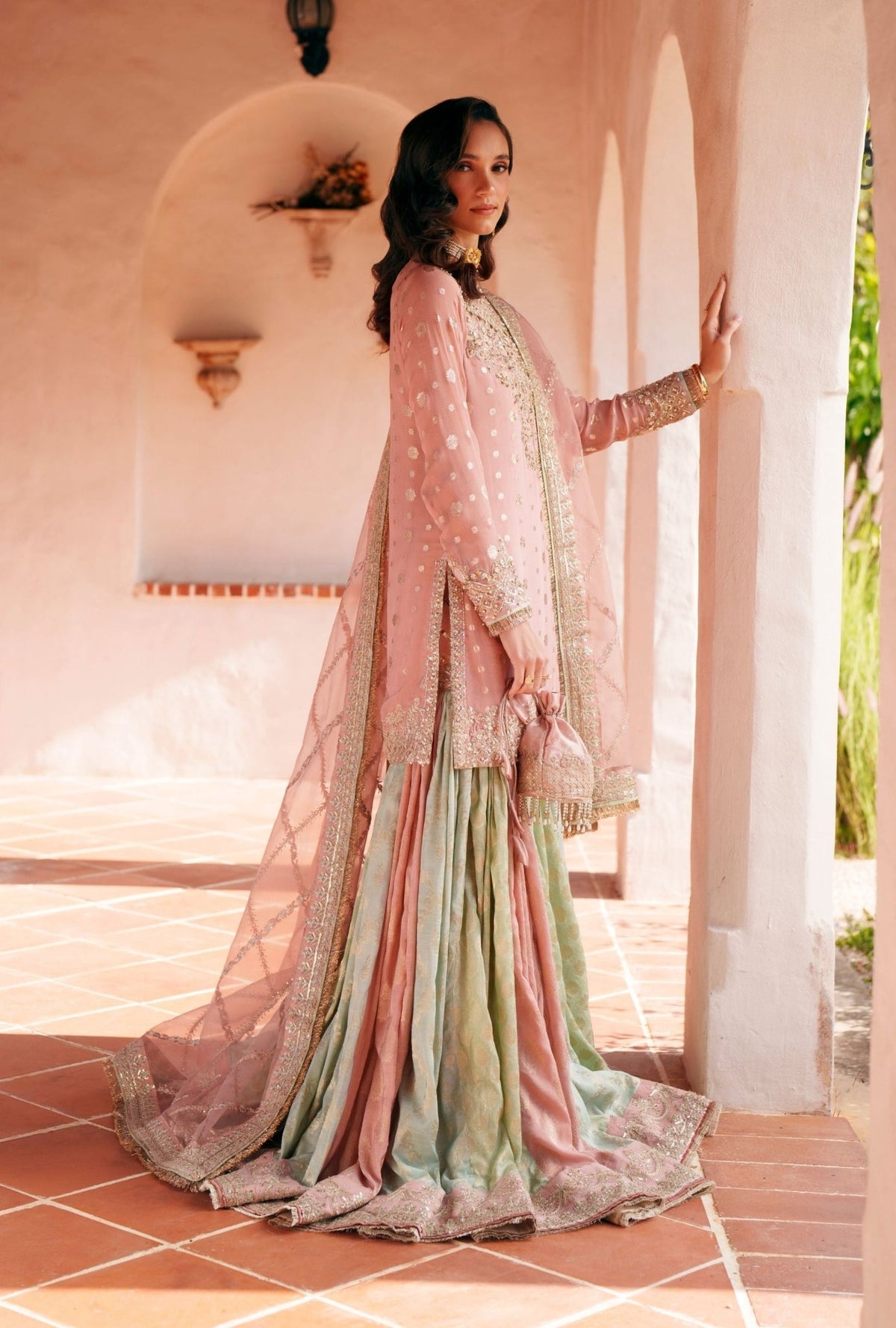 Inayat | Meharma Luxury Pret 26 | NAAZ-Brand:Inayat-Type:Ladies Clothes-Pink-Banarsi Georgete-House of Maryam- Buy in UK, USA