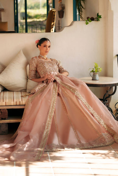 Inayat | Meharma Luxury Pret 26 | NAYAAB-Brand:Inayat-Type:Ladies Clothes-Peach-Zari Tissue-House of Maryam- Buy in UK, USA