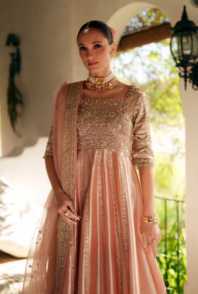 Inayat | Meharma Luxury Pret 26 | NAYAAB-Brand:Inayat-Type:Ladies Clothes-Peach-Zari Tissue-House of Maryam- Buy in UK, USA