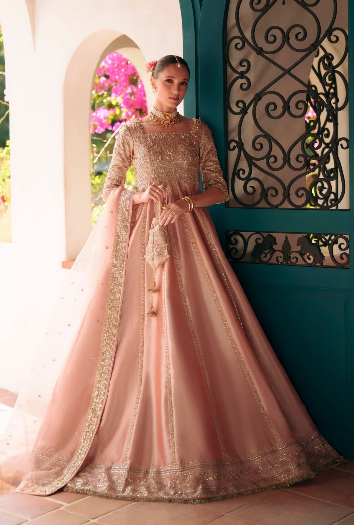 Inayat | Meharma Luxury Pret 26 | NAYAAB-Brand:Inayat-Type:Ladies Clothes-Peach-Zari Tissue-House of Maryam- Buy in UK, USA