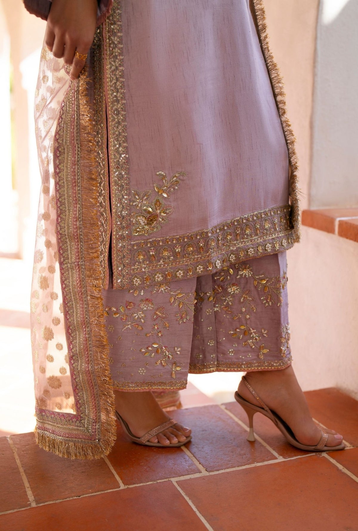Inayat | Meharma Luxury Pret 26 | SEHER-Brand:Inayat-Type:Ladies Clothes-Soft Lilac-Raw Silk-House of Maryam- Buy in UK, USA