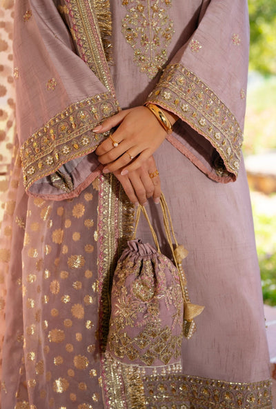 Inayat | Meharma Luxury Pret 26 | SEHER-Brand:Inayat-Type:Ladies Clothes-Soft Lilac-Raw Silk-House of Maryam- Buy in UK, USA