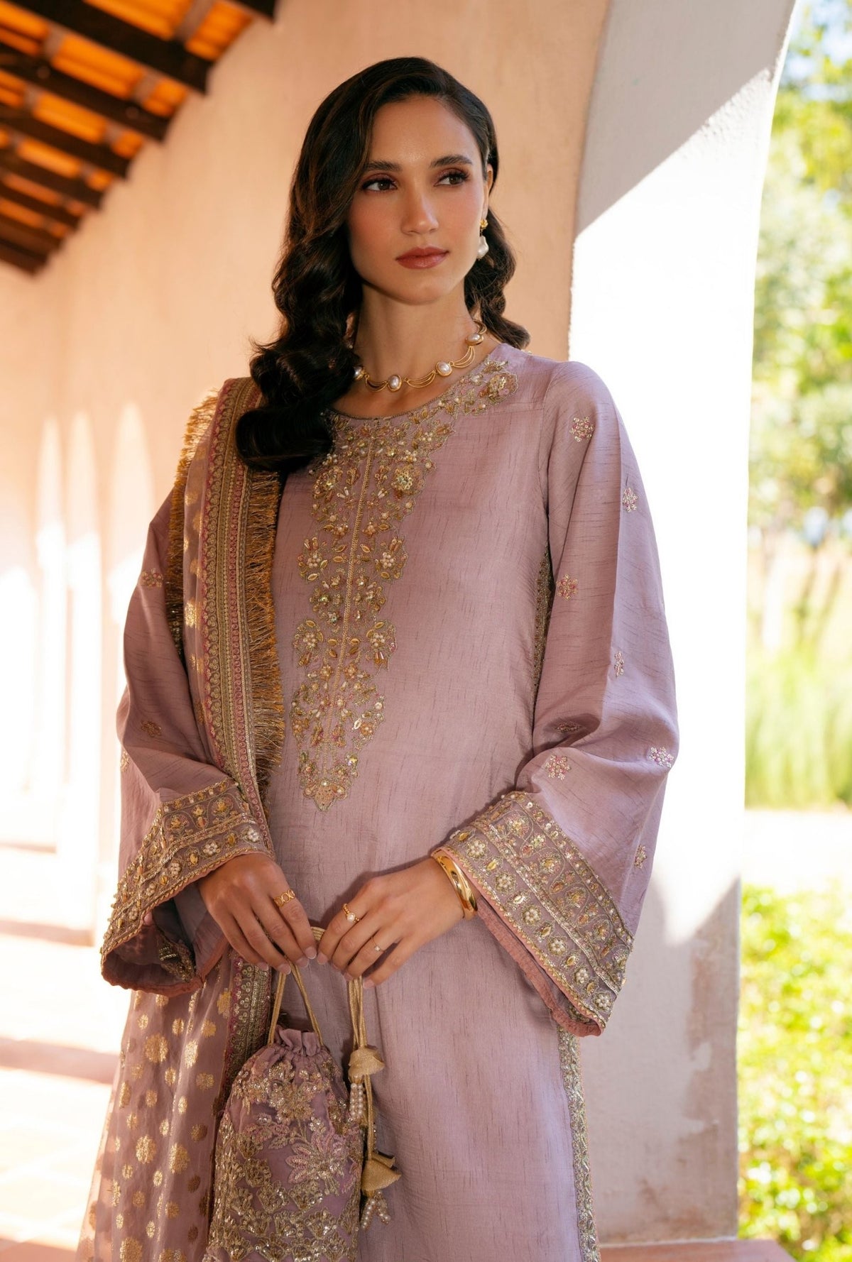 Inayat | Meharma Luxury Pret 26 | SEHER-Brand:Inayat-Type:Ladies Clothes-Soft Lilac-Raw Silk-House of Maryam- Buy in UK, USA