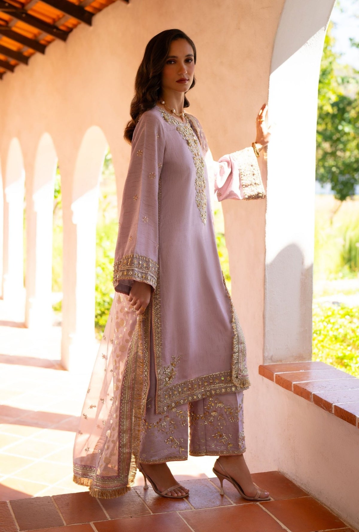 Inayat | Meharma Luxury Pret 26 | SEHER-Brand:Inayat-Type:Ladies Clothes-Soft Lilac-Raw Silk-House of Maryam- Buy in UK, USA
