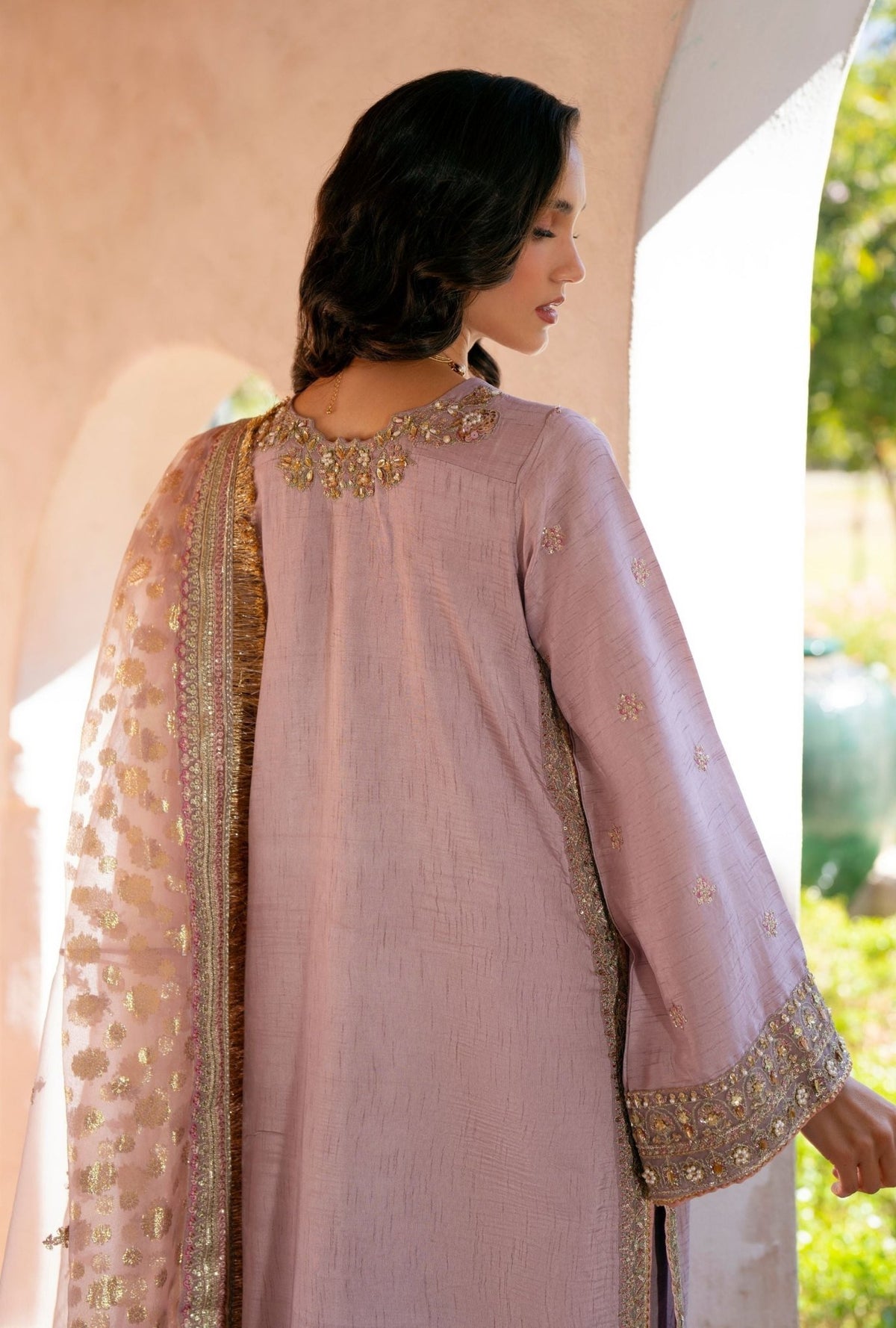 Inayat | Meharma Luxury Pret 26 | SEHER-Brand:Inayat-Type:Ladies Clothes-Soft Lilac-Raw Silk-House of Maryam- Buy in UK, USA
