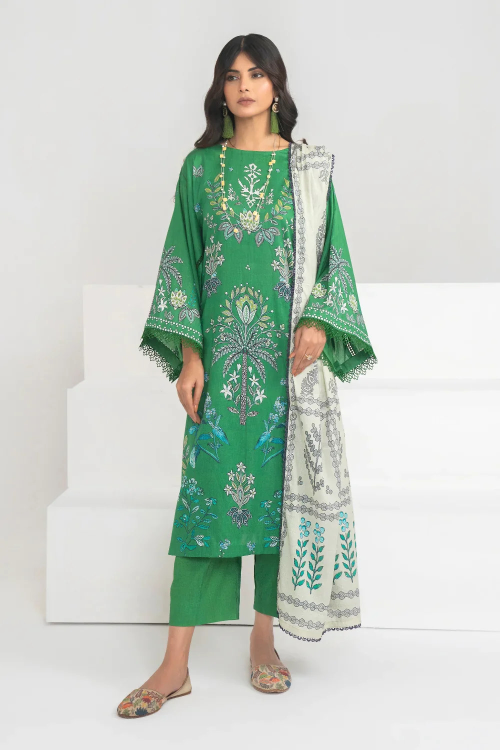 Ittehad | Printed Lawn 24 | IP3P04-3PS-GRN -  Ittehad Casuals - Original Designer Dress - House of Maryam