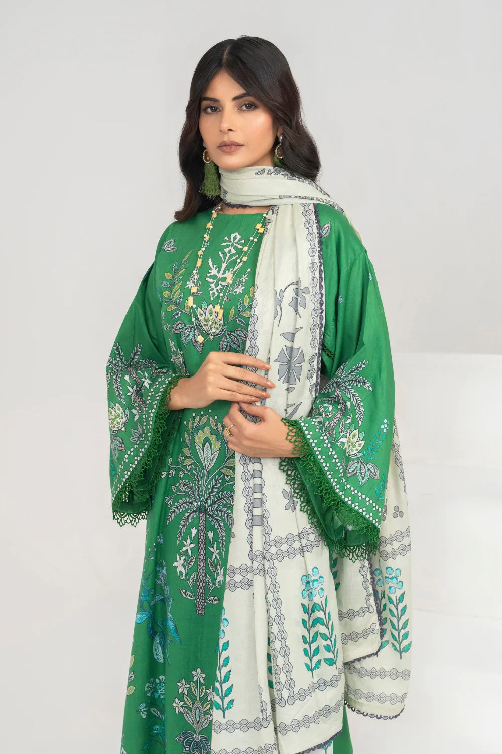 Ittehad | Printed Lawn 24 | IP3P04-3PS-GRN -  Ittehad Casuals - Original Designer Dress - House of Maryam