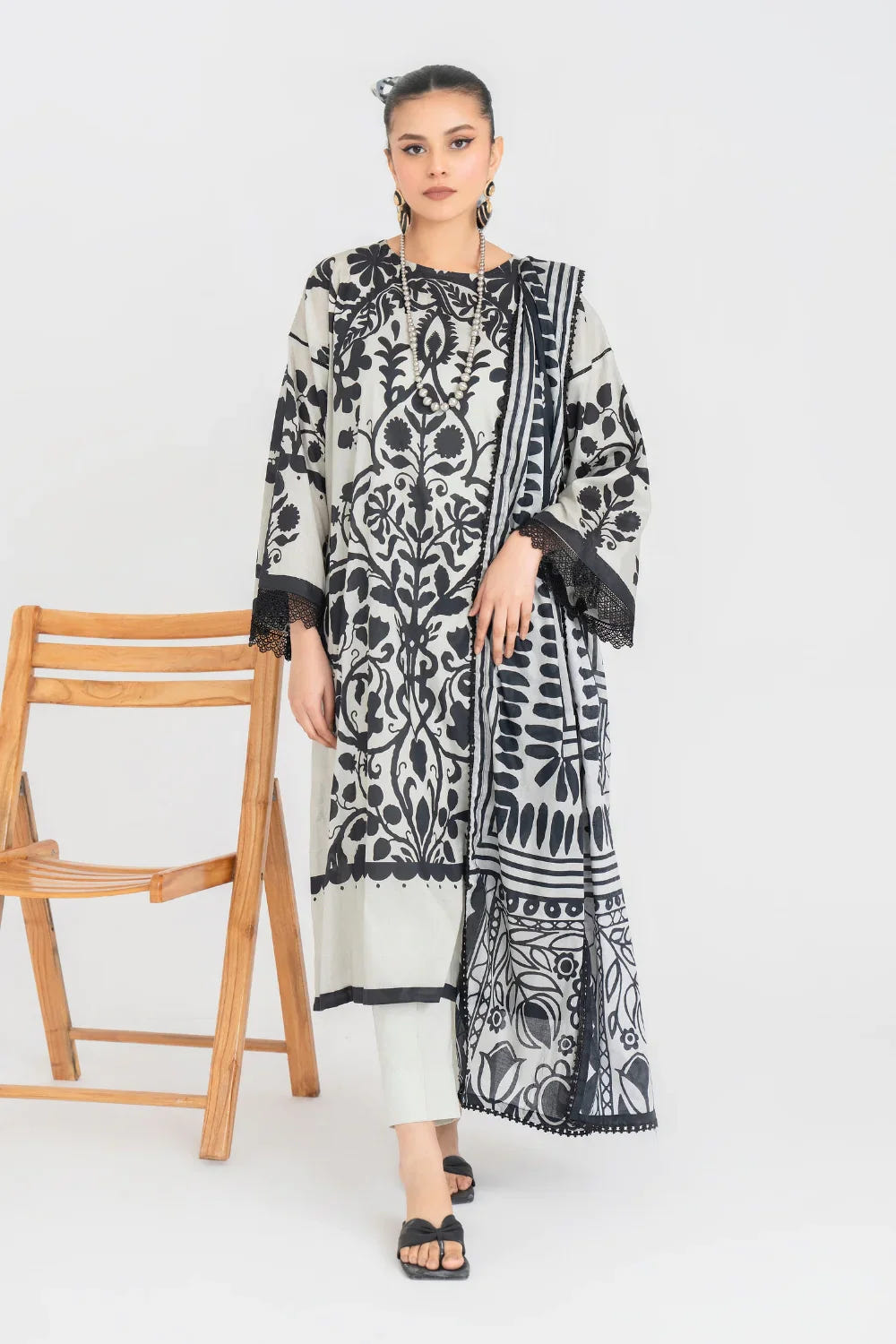 Ittehad | Printed Lawn 24 | IP3P08-3PS-LGY -  Ittehad Casuals - Original Designer Dress - House of Maryam
