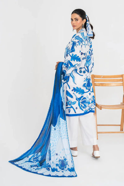 Ittehad | Printed Lawn 24 | IP3P10-3PS-BLU -  Ittehad Casuals - Original Designer Dress - House of Maryam