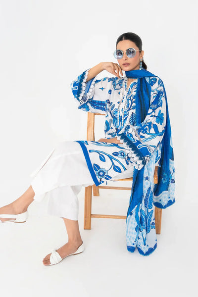 Ittehad | Printed Lawn 24 | IP3P10-3PS-BLU -  Ittehad Casuals - Original Designer Dress - House of Maryam