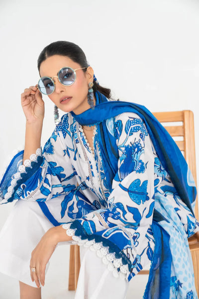 Ittehad | Printed Lawn 24 | IP3P10-3PS-BLU -  Ittehad Casuals - Original Designer Dress - House of Maryam