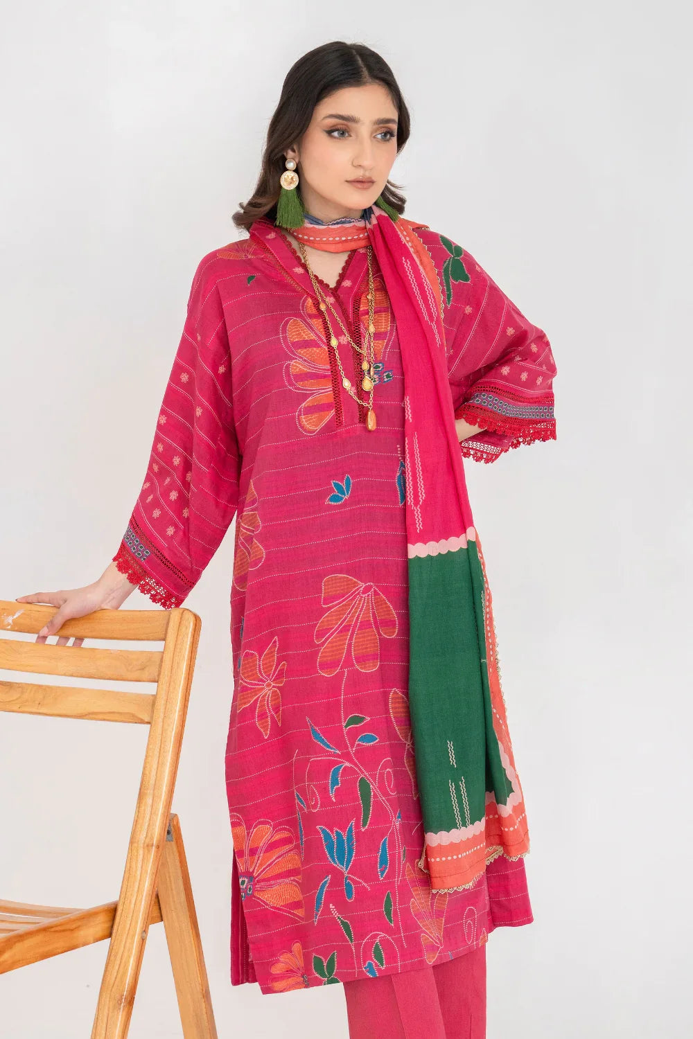 Ittehad | Printed Lawn 24 | IP3P01-3PS-DPK -  Ittehad Casuals - Original Designer Dress - House of Maryam