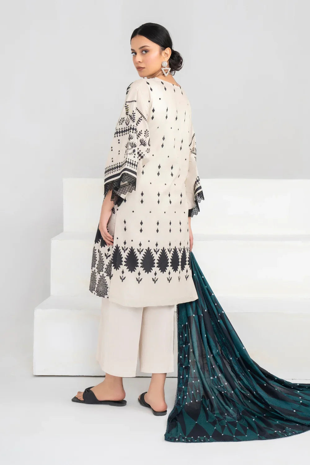 Ittehad | Printed Lawn 24 | IP3P02-3PS-BGE -  Ittehad Casuals - Original Designer Dress - House of Maryam