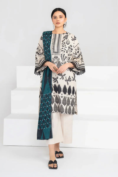 Ittehad | Printed Lawn 24 | IP3P02-3PS-BGE -  Ittehad Casuals - Original Designer Dress - House of Maryam