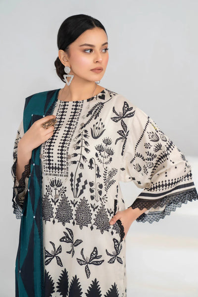 Ittehad | Printed Lawn 24 | IP3P02-3PS-BGE -  Ittehad Casuals - Original Designer Dress - House of Maryam