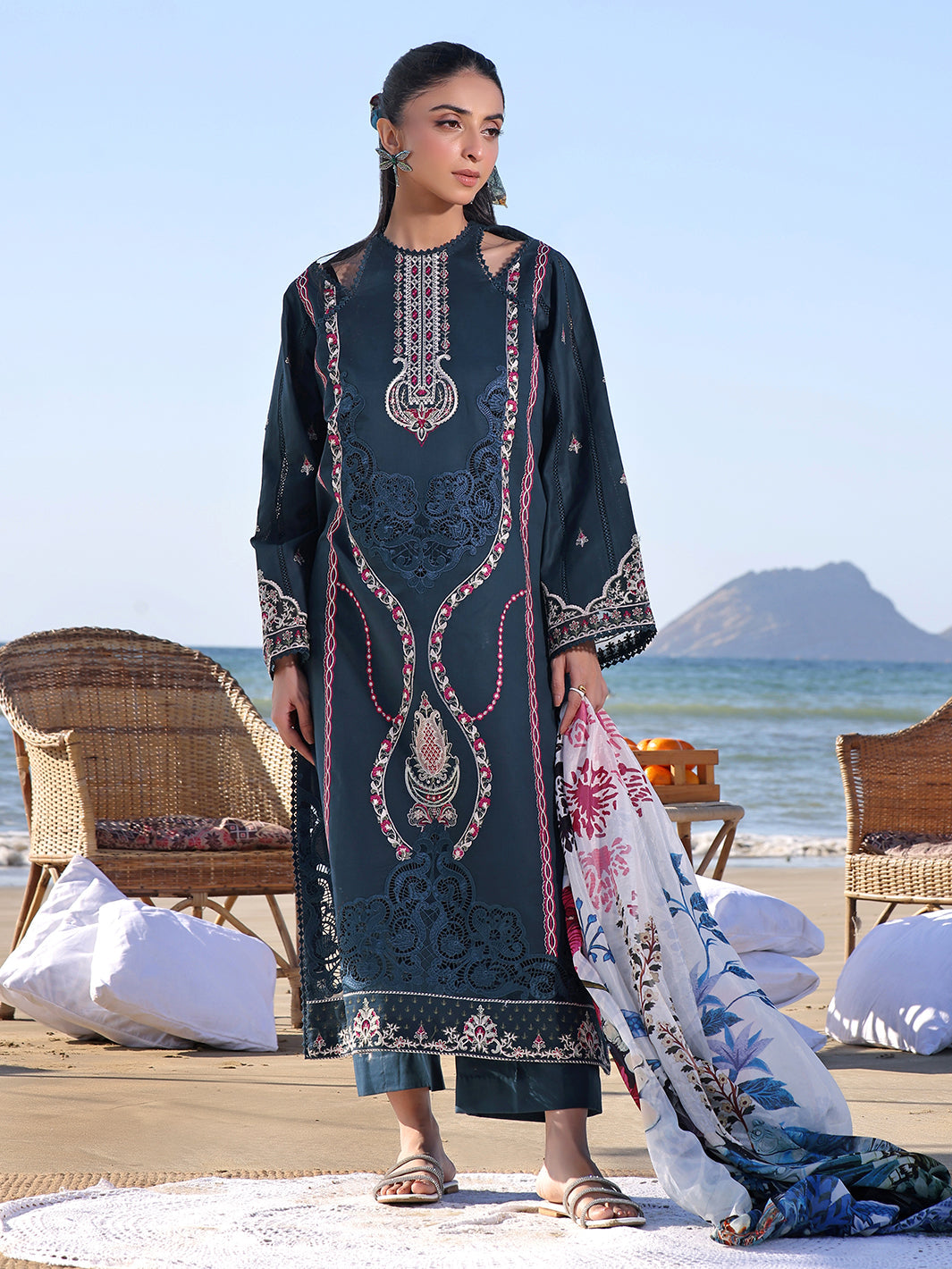 Izel | Saahil Signature Lawn 24 | SAPPHIRE -  Izel Luxury - Original Designer Dress - House of Maryam