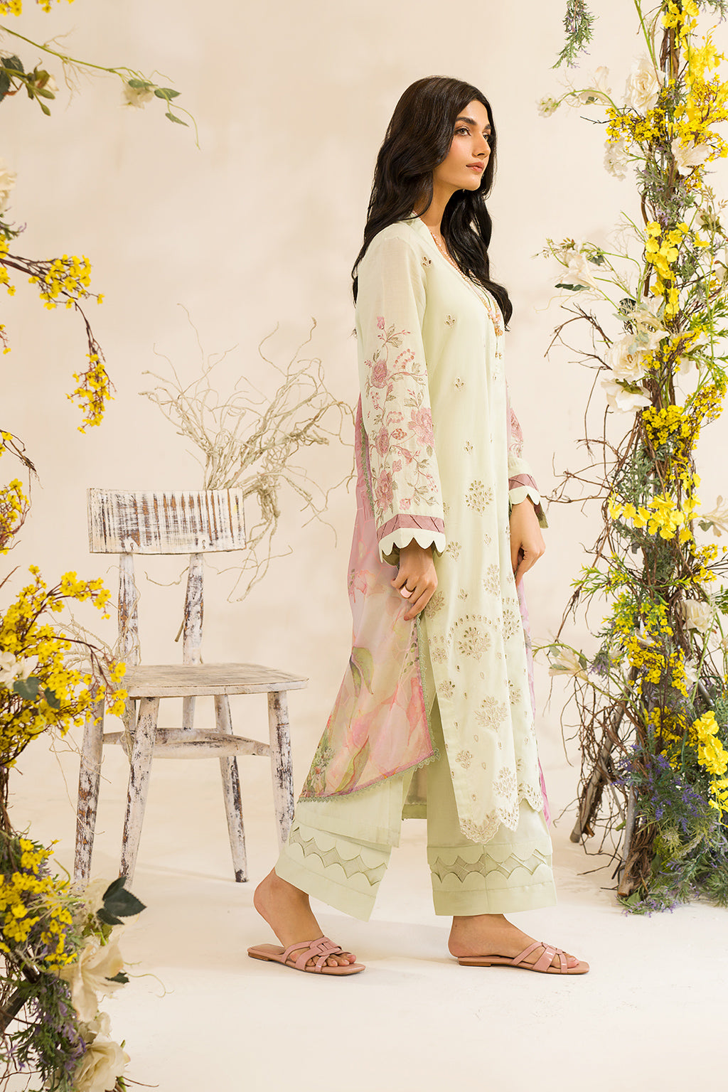 Iznik | Lawnkari 24 | UE-198 SILKGREEN -  Iznik Formal - Original Designer Dress - House of Maryam