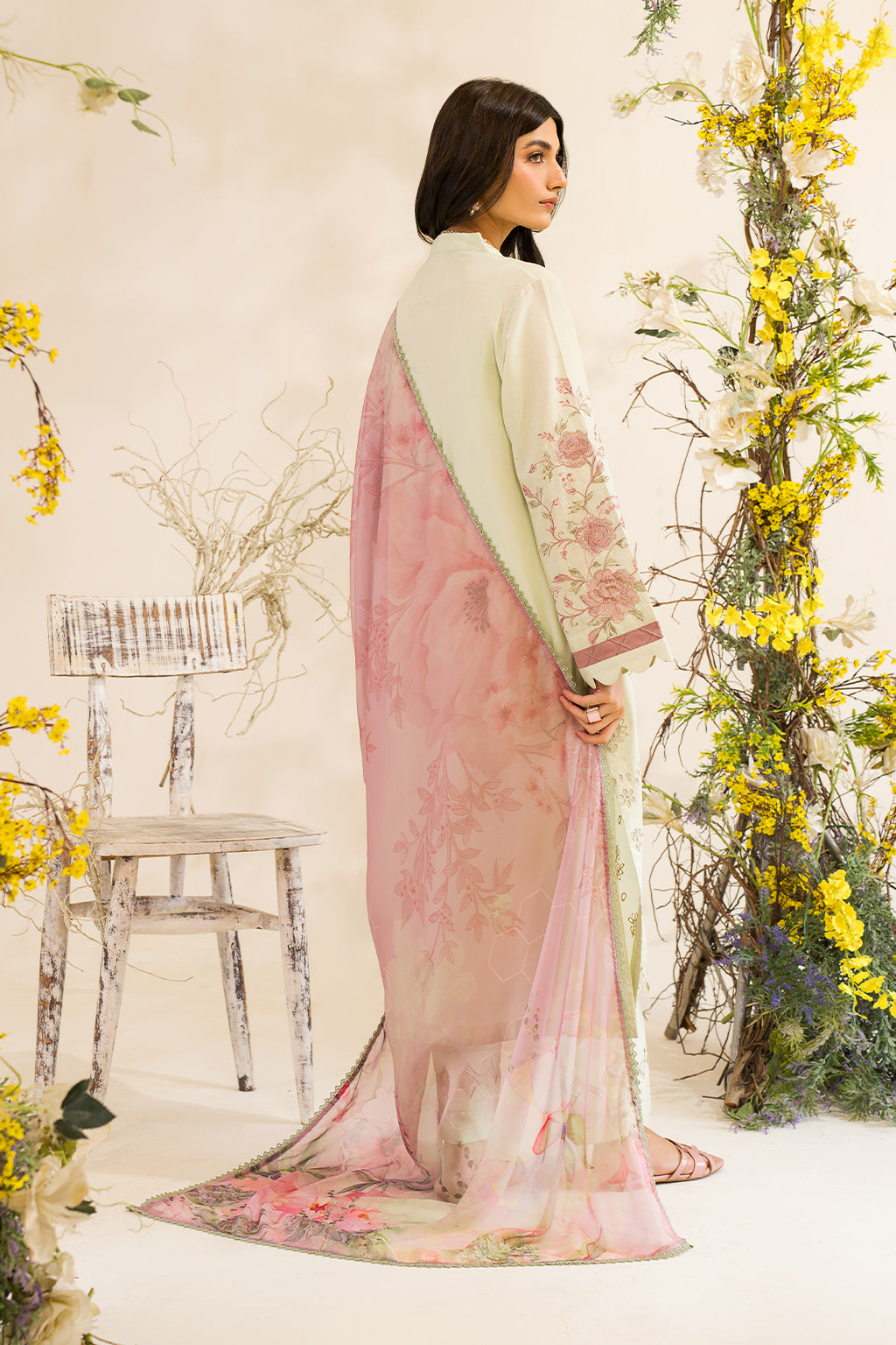 Iznik | Lawnkari 24 | UE-198 SILKGREEN -  Iznik Formal - Original Designer Dress - House of Maryam