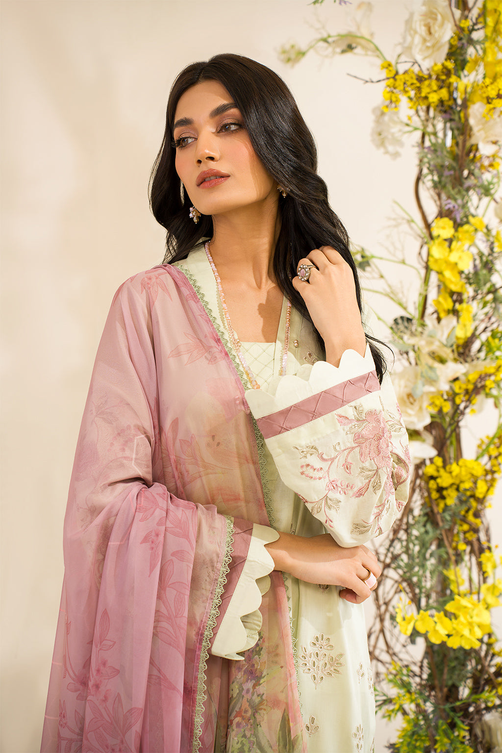 Iznik | Lawnkari 24 | UE-198 SILKGREEN -  Iznik Formal - Original Designer Dress - House of Maryam