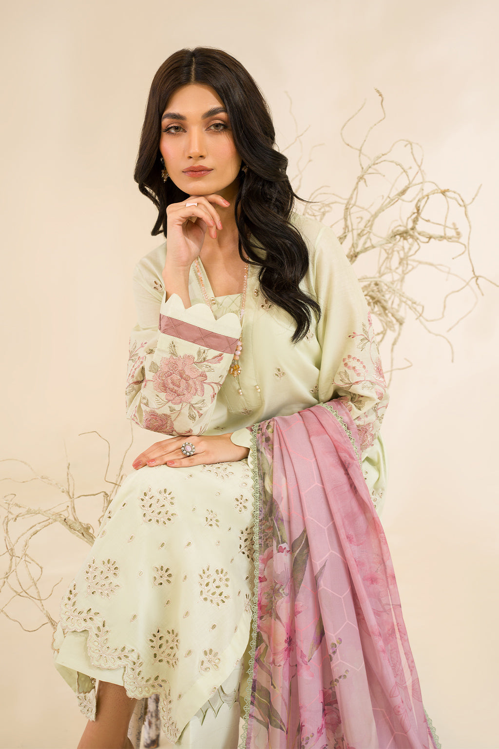 Iznik | Lawnkari 24 | UE-198 SILKGREEN -  Iznik Formal - Original Designer Dress - House of Maryam